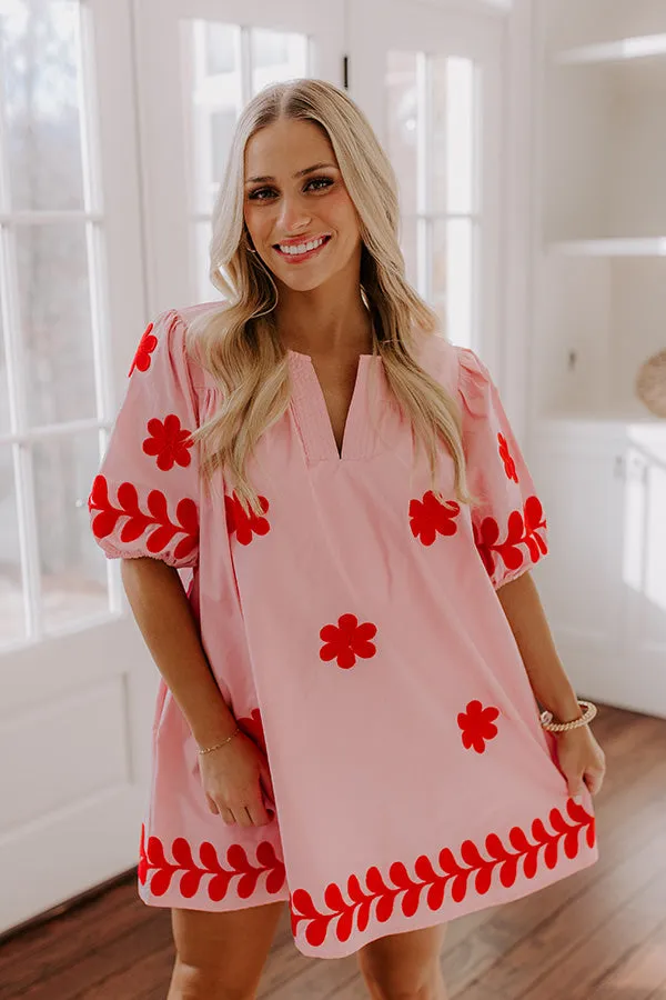 Brunch Babe Floral Embroidered Mini Dress in Pink sold by Impressions product image thumbnail 4