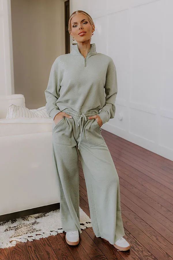 Cozy Lifestyle High Waist Vintage Wash Pants in Sage sold by Impressions