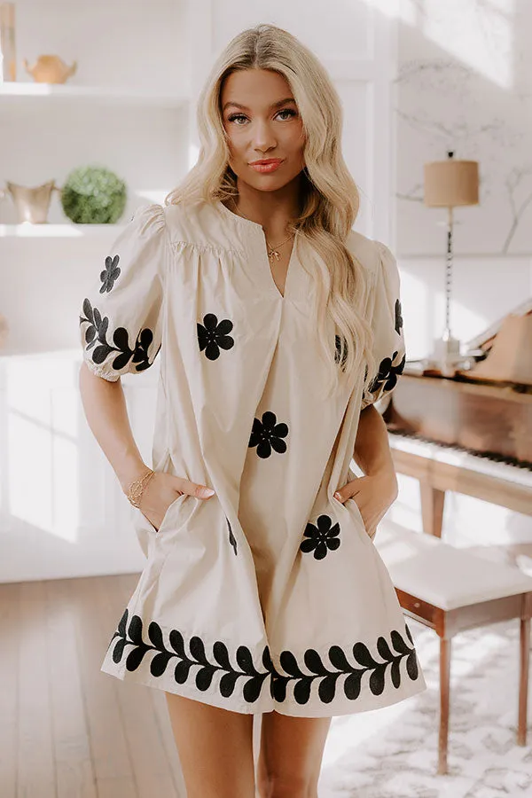 Brunch Babe Floral Embroidered Mini Dress in Oatmeal sold by Impressions product image thumbnail 3