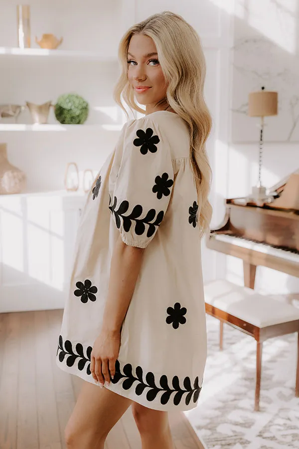 Brunch Babe Floral Embroidered Mini Dress in Oatmeal sold by Impressions product image thumbnail 4