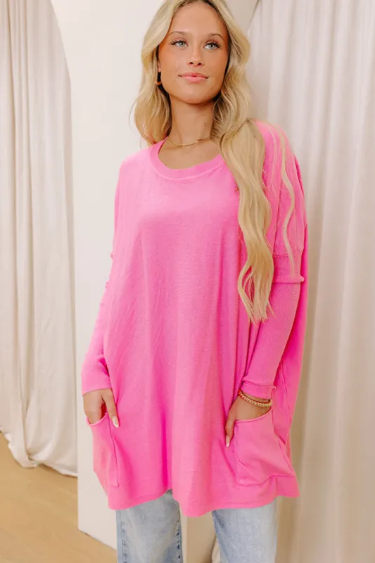 Always Cozy Sweater Top in Bubblegum Pink sold by Impressions