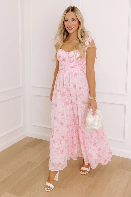 Venetian Garden Floral Maxi Dress in Pink sold by Impressions