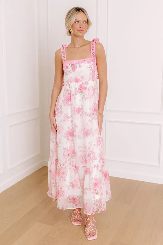 Countryside Estates Floral Maxi Dress in Pink sold by Impressions