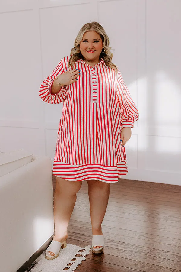 Charleston Charm Stripe Mini Dress in Rose Curves sold by Impressions