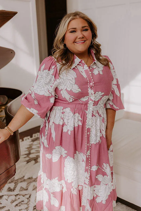 Bistro Bound Floral Midi Dress in Blush Curves sold by Impressions product image thumbnail 2