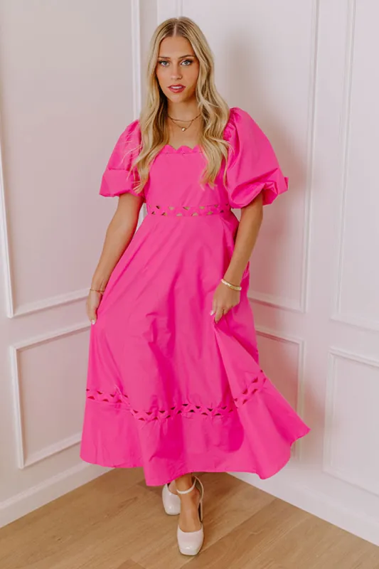 Margaritas Please Cut Out Midi Dress in Hot Pink sold by Impressions