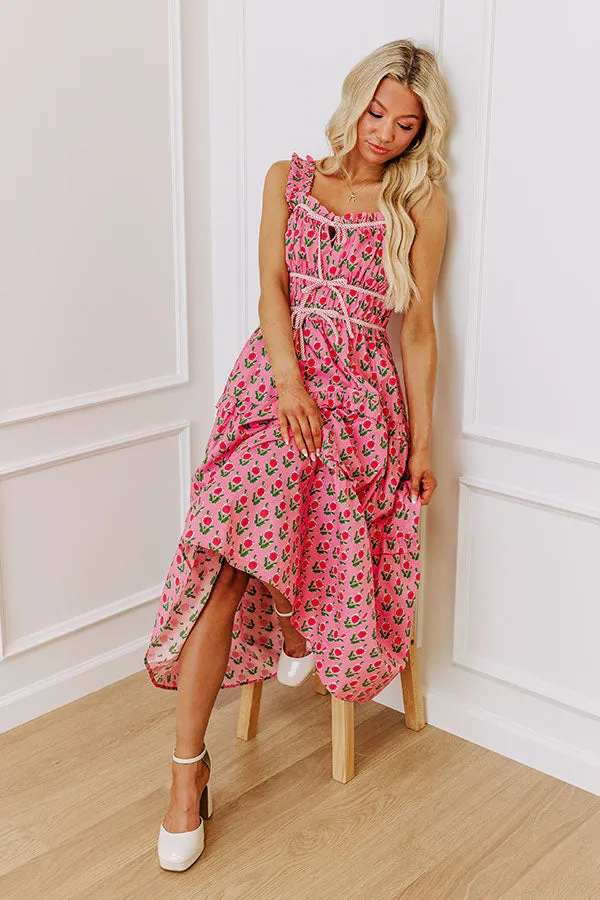 Southern Charm Floral Midi Dress in Pink sold by Impressions