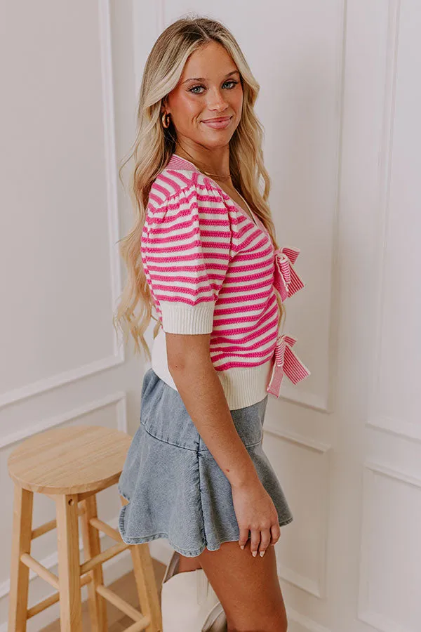 Sweetest Smile Stripe Knit Top in Pink sold by Impressions product image thumbnail 4