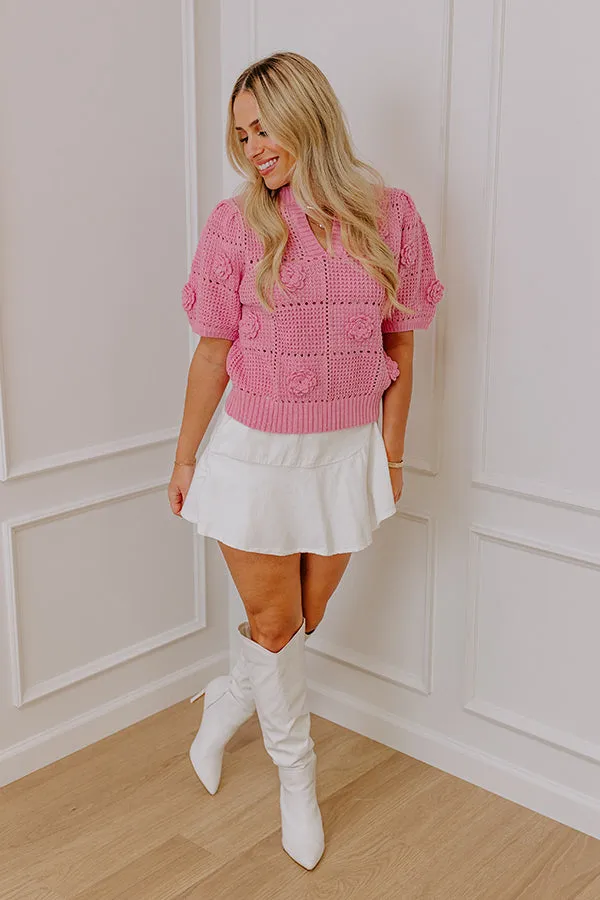 Smiles and Sunshine Knit Top in Pink sold by Impressions