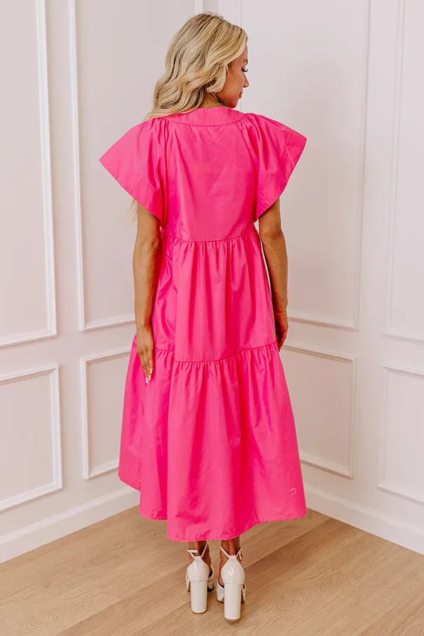 Subtle Charm Button Down Midi Dress in Pink sold by Impressions product image thumbnail 4