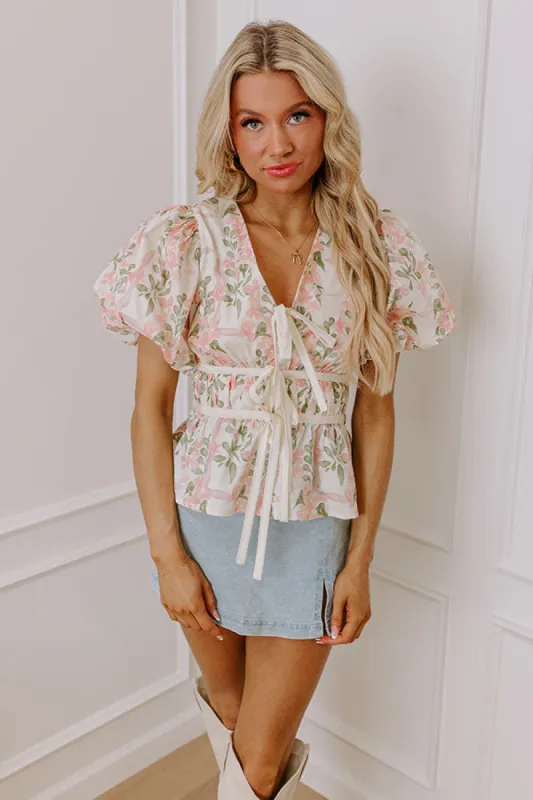 Honeysuckle Dreams Floral Top in Cream sold by Impressions