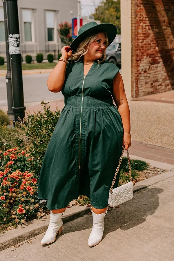 Chic Ensemble Midi Dress in Hunter Green Curves sold by Impressions