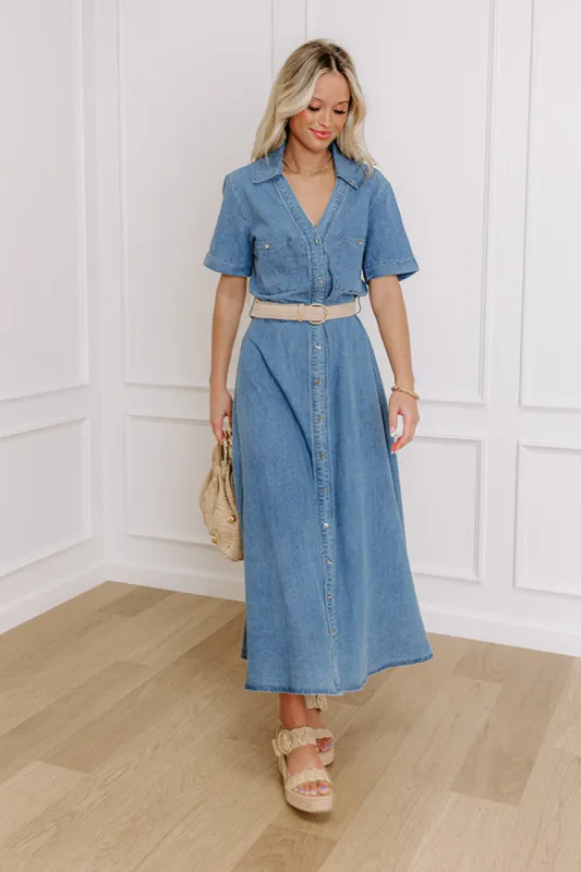 Barcelona Sun Chambray Button Down Midi Dress sold by Impressions