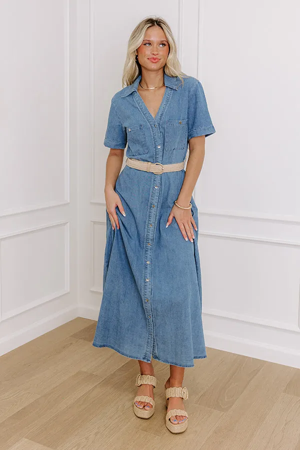 Barcelona Sun Chambray Button Down Midi Dress sold by Impressions product image thumbnail 3
