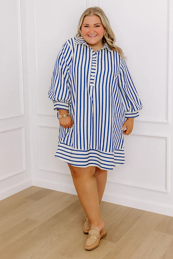 Charleston Charm Stripe Mini Dress in Sapphire Curves sold by Impressions product image thumbnail 4