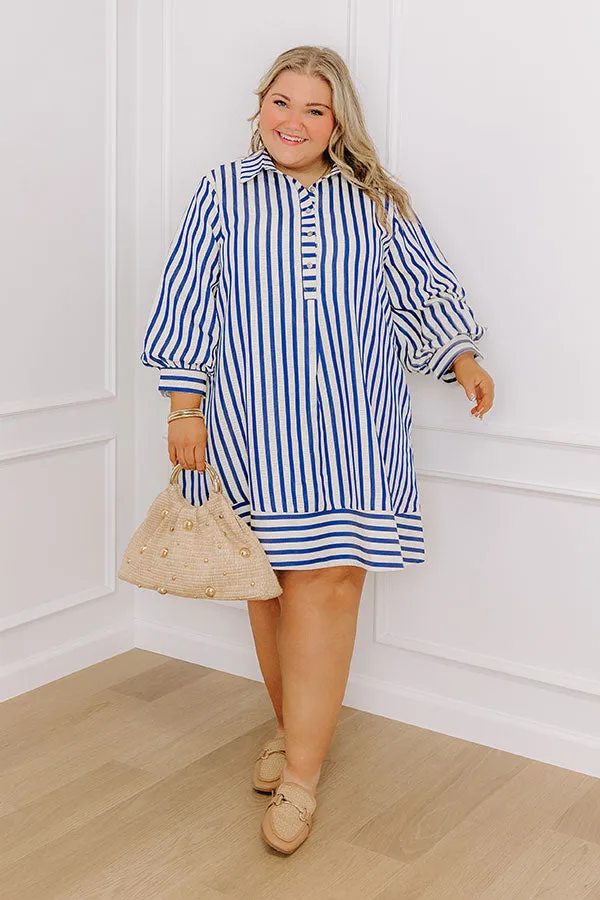 Charleston Charm Stripe Mini Dress in Sapphire Curves sold by Impressions