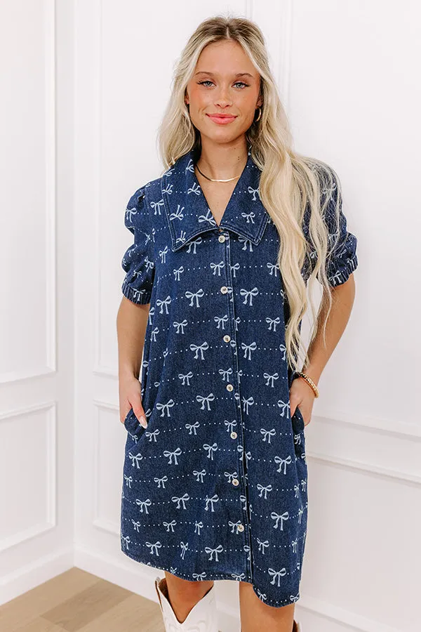 Charming Moment Denim Mini Dress in Dark Wash sold by Impressions