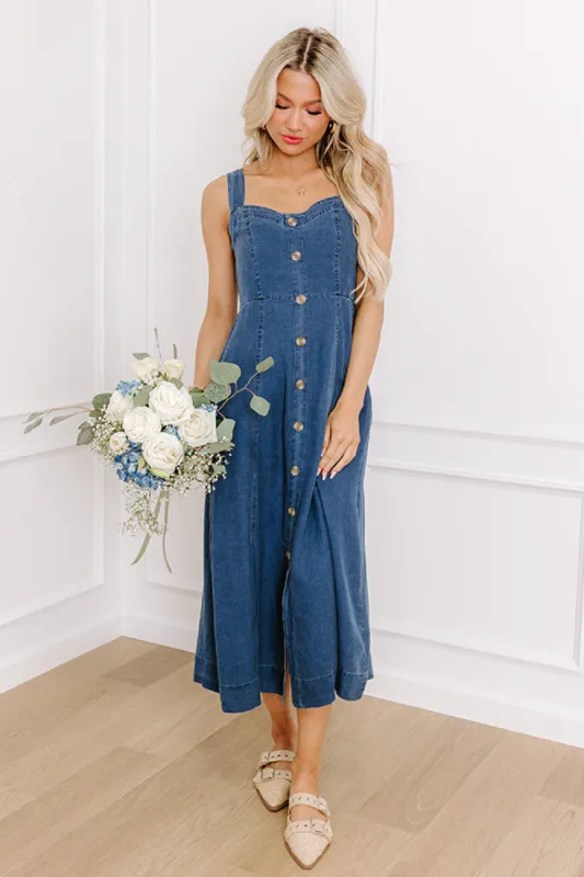 Caught Your Glance Chambray Midi Dress sold by Impressions
