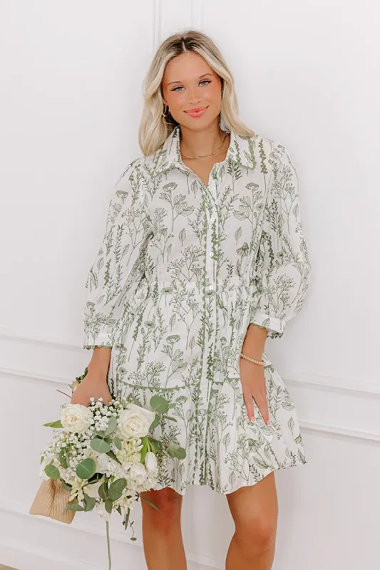 Memory Lane Floral Mini Dress in Sage sold by Impressions