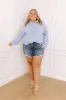 Chic Harvest Knit Henley Top in Sky Blue Curves sold by Impressions