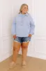 Chic Harvest Knit Henley Top in Sky Blue Curves sold by Impressions