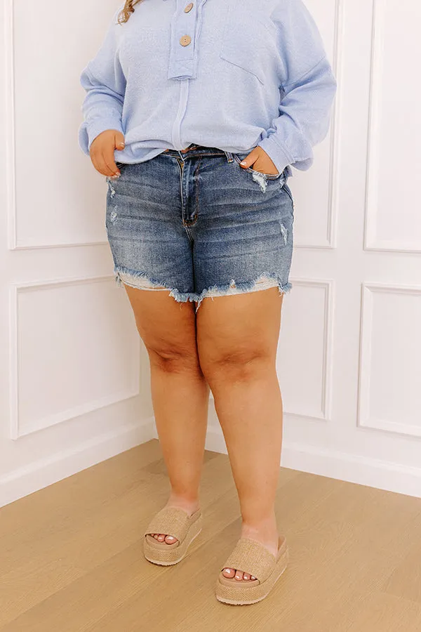 JUDY BLUE Oakley Midrise Distressed Shorts Curves sold by Impressions product image thumbnail 4