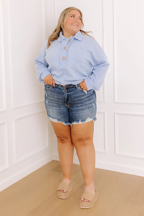 JUDY BLUE Oakley Midrise Distressed Shorts Curves sold by Impressions
