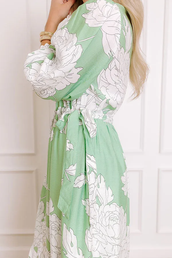 Bistro Bound Floral Midi Dress in Seaglass sold by Impressions product image thumbnail 4