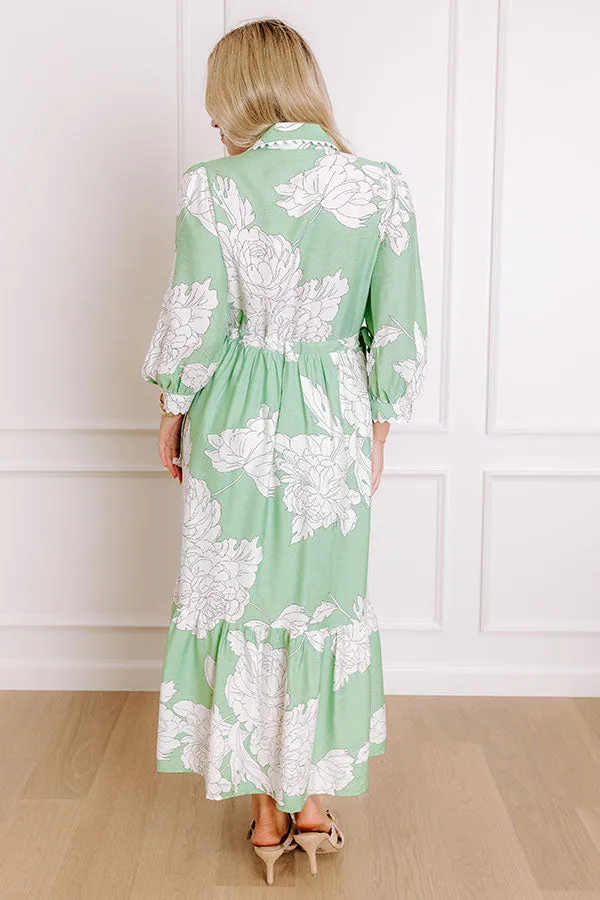 Bistro Bound Floral Midi Dress in Seaglass sold by Impressions product image thumbnail 5