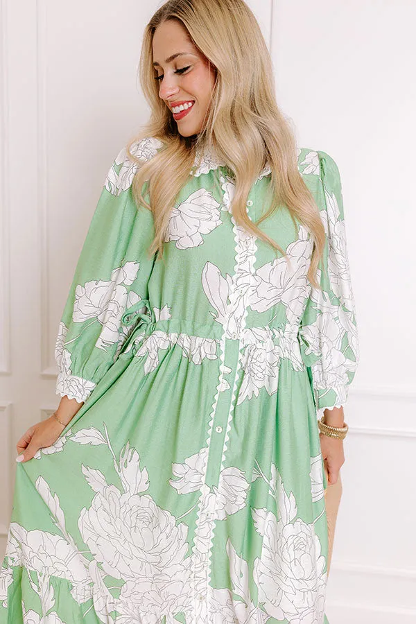 Bistro Bound Floral Midi Dress in Seaglass sold by Impressions product image thumbnail 2