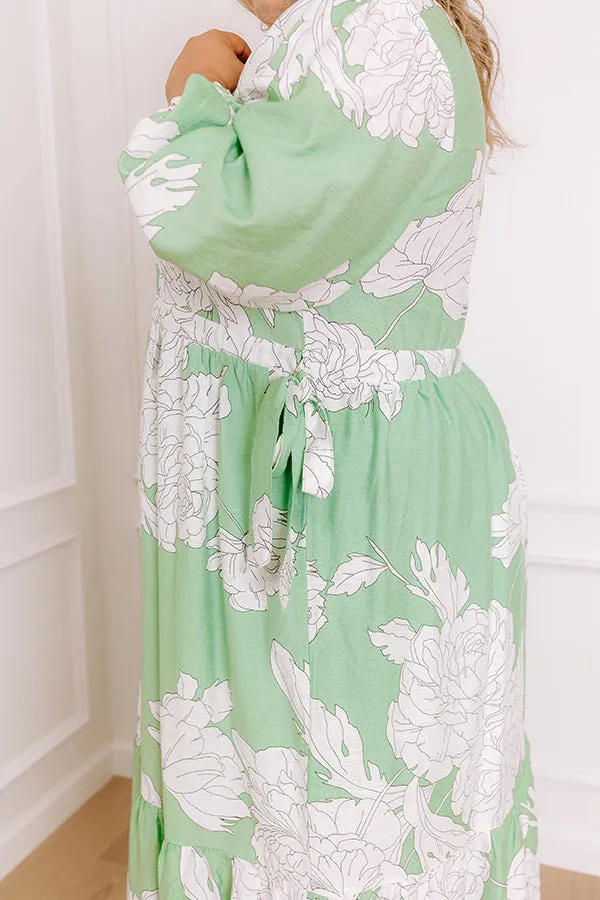 Bistro Bound Floral Midi Dress in Seaglass Curves sold by Impressions product image thumbnail 3