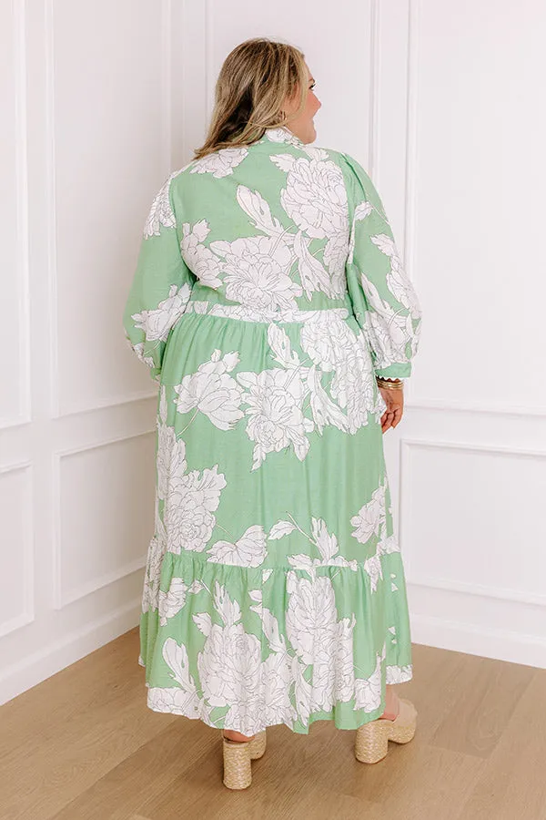 Bistro Bound Floral Midi Dress in Seaglass Curves sold by Impressions product image thumbnail 2