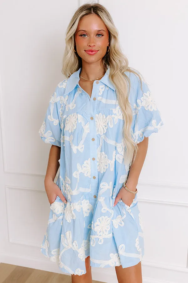 Floral Statement Embroidered Mini Dress in Sky Blue sold by Impressions product image thumbnail 5