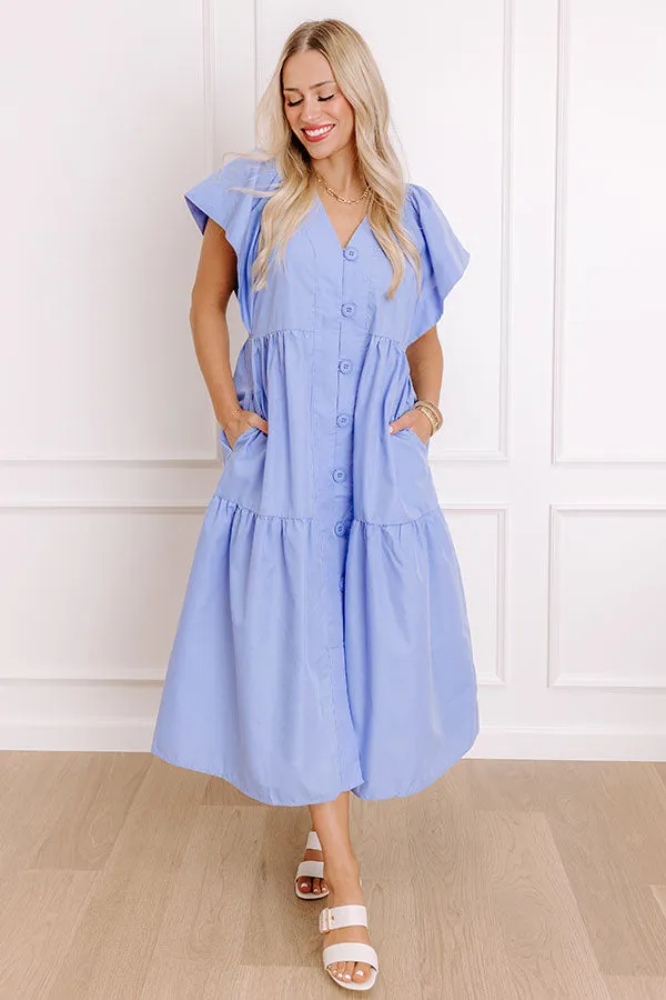 Subtle Charm Button Down Midi Dress in Light Periwinkle sold by Impressions product image thumbnail 3