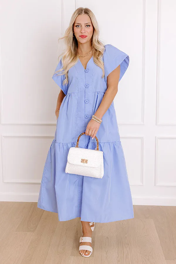 Subtle Charm Button Down Midi Dress in Light Periwinkle sold by Impressions