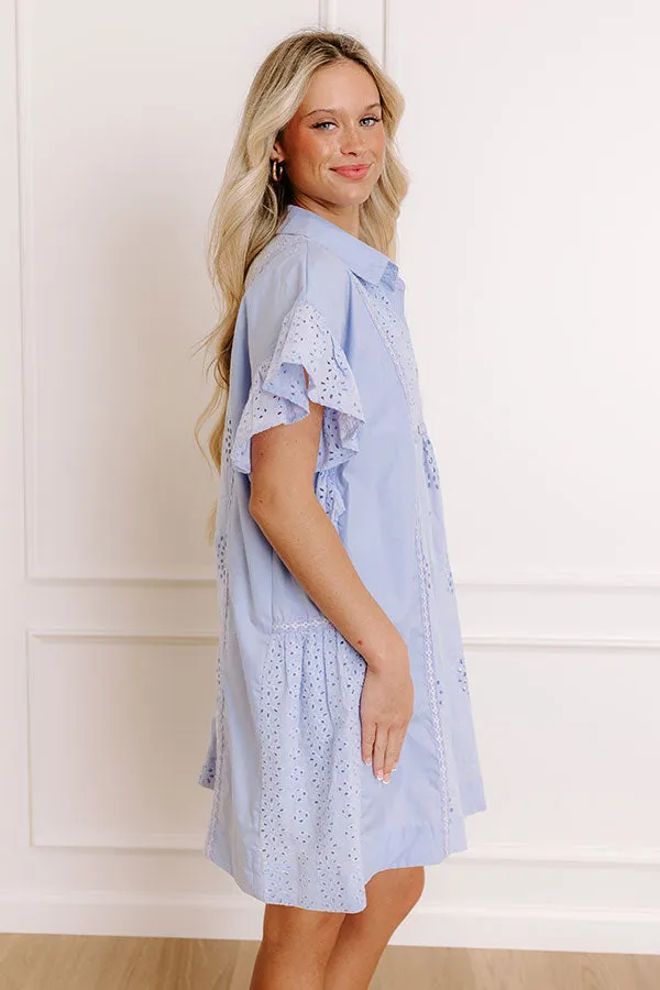 Brunch Ready Eyelet Mini Dress in in Light Periwinkle sold by Impressions product image thumbnail 3