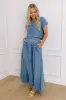 Farmers Market Stroll High Waist Chambray Midi Skirt sold by Impressions