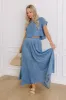 Farmers Market Stroll High Waist Chambray Midi Skirt sold by Impressions