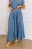 Farmers Market Stroll High Waist Chambray Midi Skirt sold by Impressions