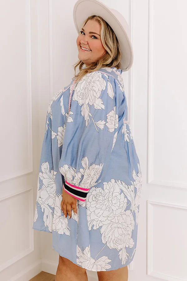 Vineyard Stroll Floral Mini Dress in Sky Blue Curves sold by Impressions product image thumbnail 2