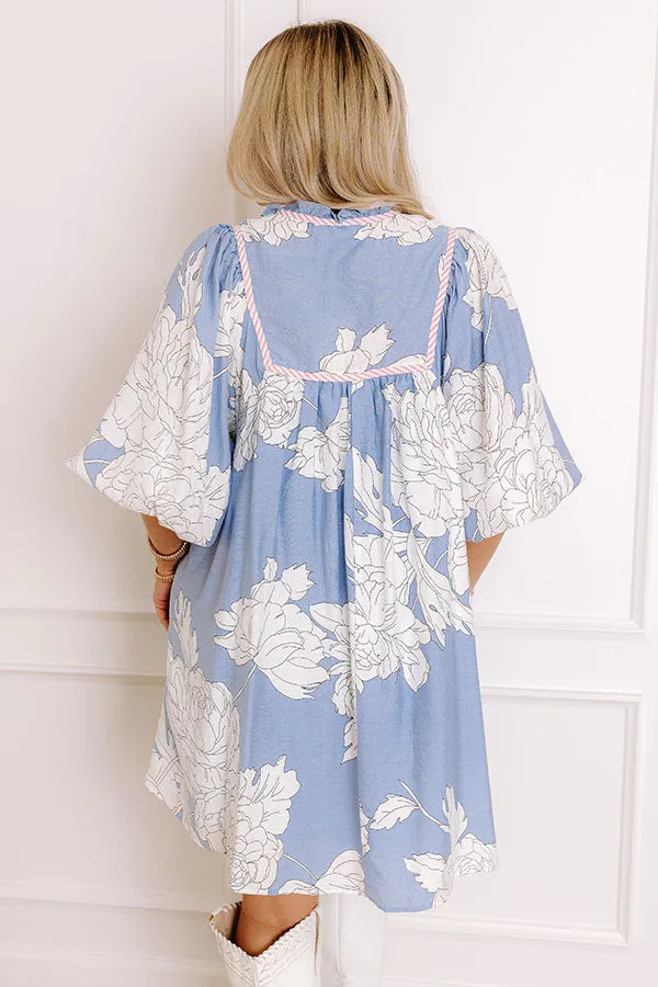 Vineyard Stroll Floral Mini Dress in Sky Blue sold by Impressions product image thumbnail 5