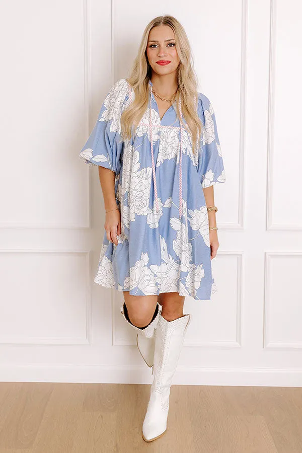 Vineyard Stroll Floral Mini Dress in Sky Blue sold by Impressions product image thumbnail 2