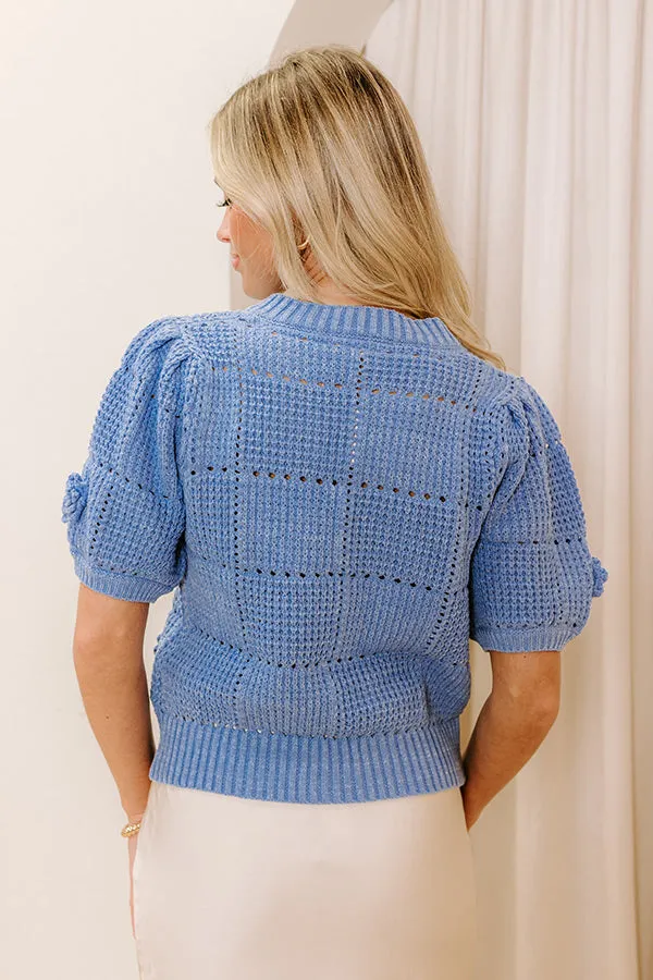 Smiles and Sunshine Knit Top in Sky Blue sold by Impressions product image thumbnail 4