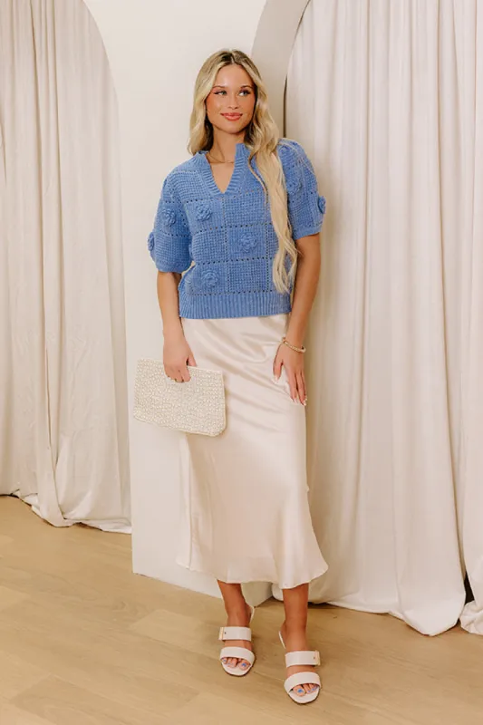 Smiles and Sunshine Knit Top in Sky Blue sold by Impressions
