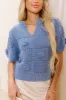 Smiles and Sunshine Knit Top in Sky Blue sold by Impressions