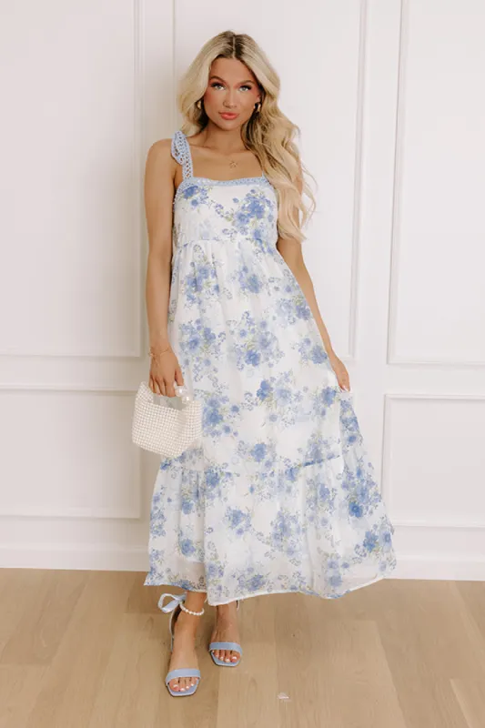 Countryside Estates Floral Maxi Dress in Sky Blue sold by Impressions