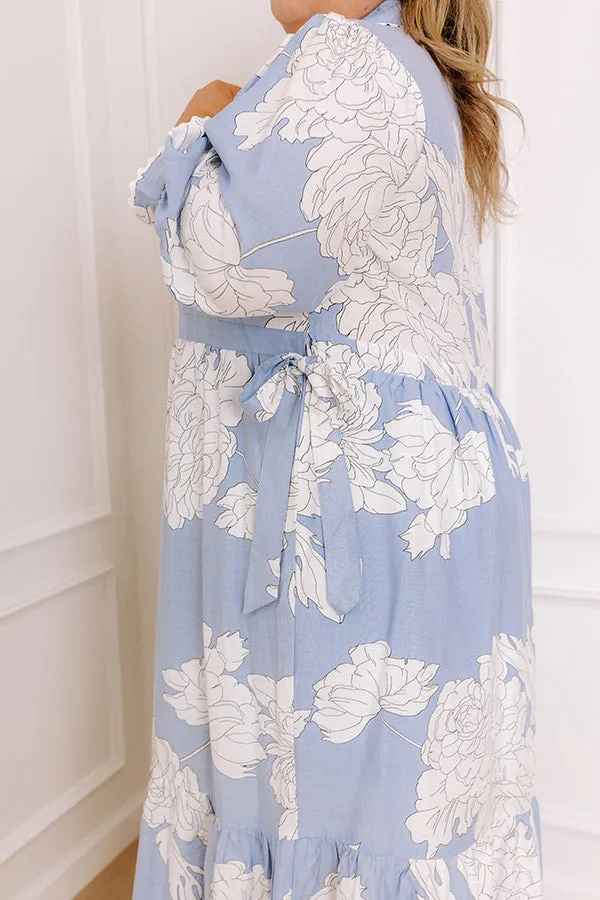 Bistro Bound Floral Midi Dress in Sky Blue Curves sold by Impressions product image thumbnail 4