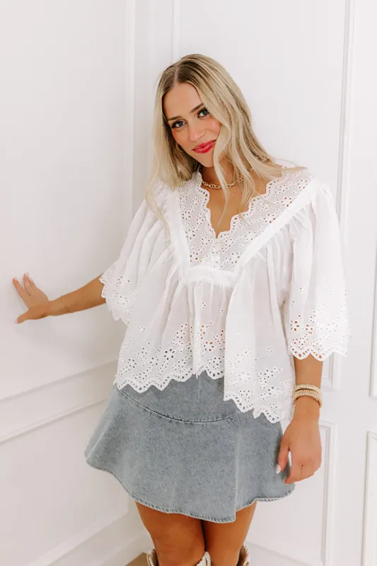 Sun-kissed Serenade Eyelet Top in White sold by Impressions