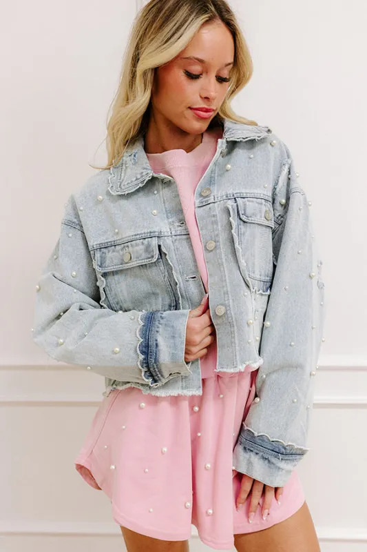 The Rachel Pearl Embellished Denim Jacket sold by Impressions
