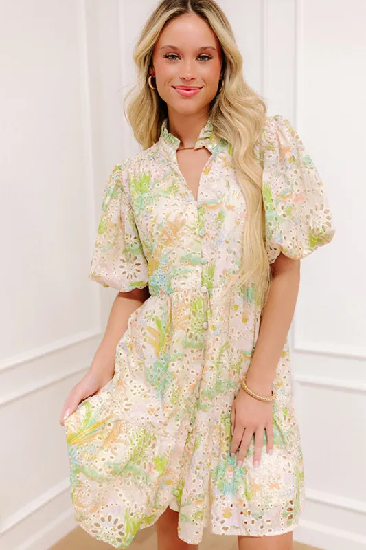 Springtime Grace Floral Eyelet Mini Dress sold by Impressions